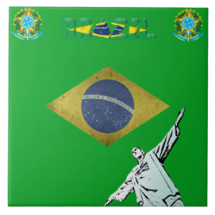 Brazilian flag ceramic tile