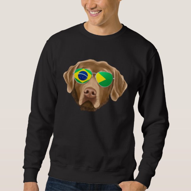 Brazilian Flag Chesapeake Bay Retriever Dog Brazil Sweatshirt (Front)