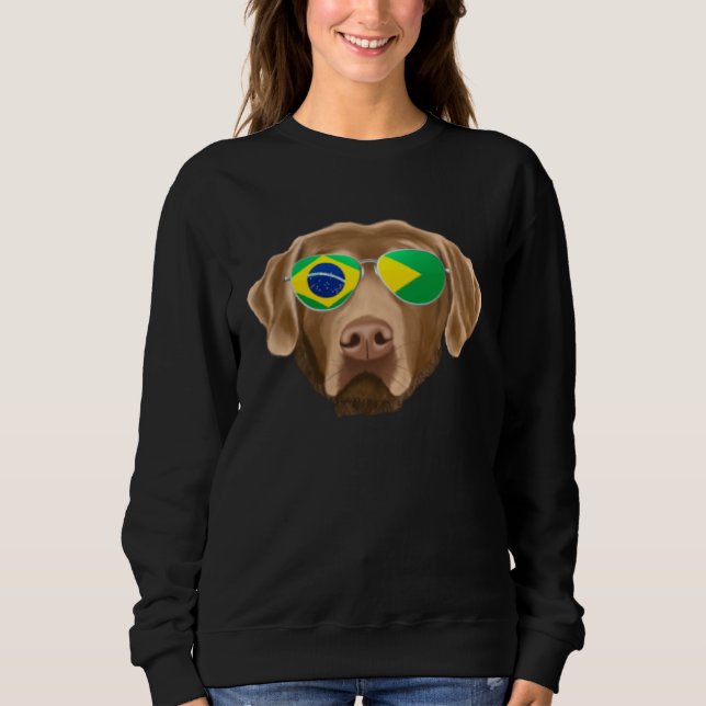 Brazilian Flag Chesapeake Bay Retriever Dog Brazil Sweatshirt (Front)