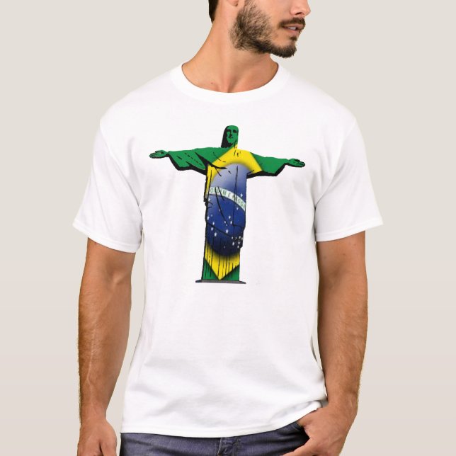 Brazilian Flag Christ the Redeemer T-Shirt (Front)