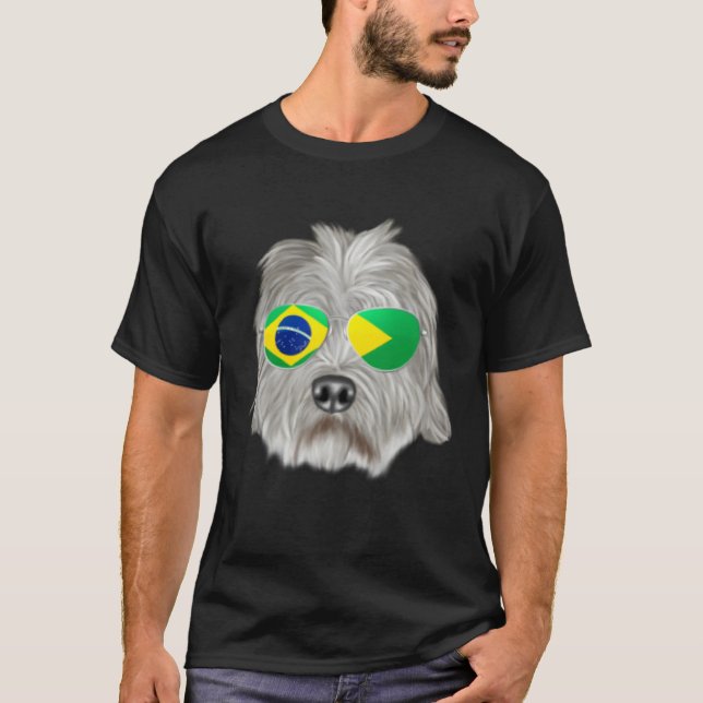 Brazilian Flag Dandie Dinmont Terrier Dog Brazil P T-Shirt (Front)