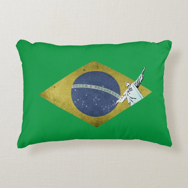 Brazilian flag decorative cushion (Front)
