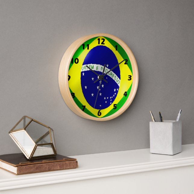 Brazilian Flag Design Clock (Office)