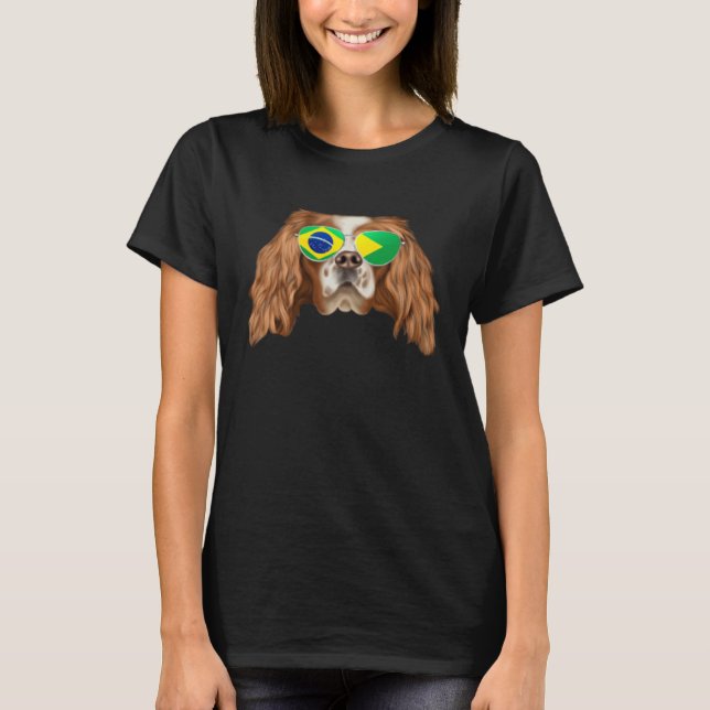 Brazilian Flag English Toy Spaniel Dog Brazil Pock T-Shirt (Front)