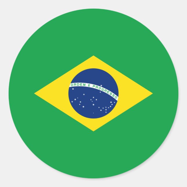 Brazilian Flag, Flag of Brazil Classic Round Sticker (Front)