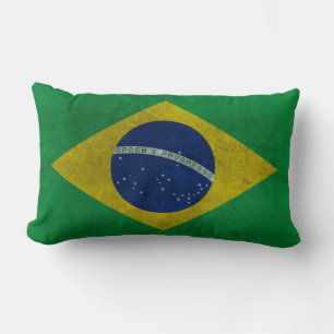 Brazilian flag Grunge Style Lumbar Cushion