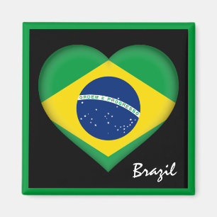 Brazilian flag & Heart, Brazil holiday /sports Magnet