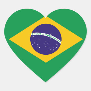 Brazilian flag heart sticker