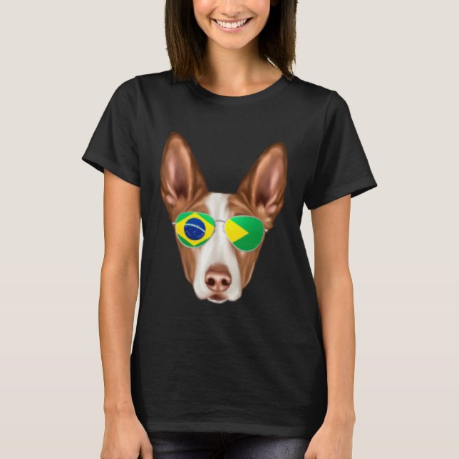 Brazilian Flag Ibizan Hound Dog Brazil Pocket T-Shirt (Front)