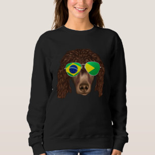 Brazilian Flag Irish Water Spaniel Dog Brazil Pock Sweatshirt