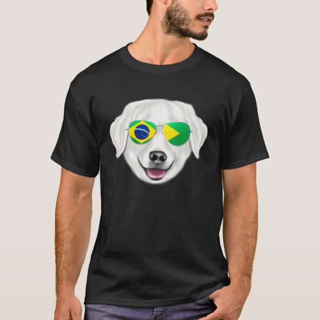 Brazilian Flag Kuvaszok Dog Brazil Pocket T-Shirt (Front)