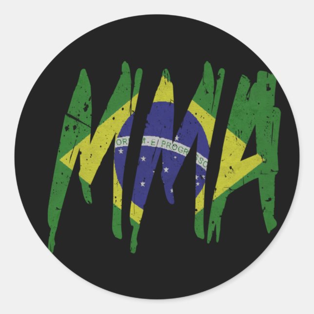 Brazilian Flag MMA Classic Round Sticker (Front)