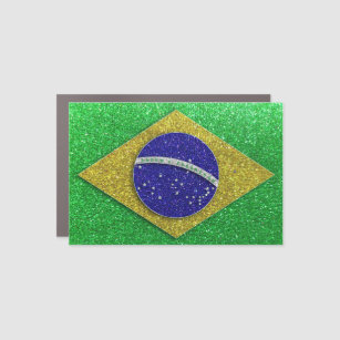 Brazilian Flag of Brazil Candy Glitter Sparkle Car Magnet