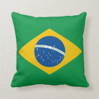Brazilian Flag Pillow, Brasil, Green Yellow Blue