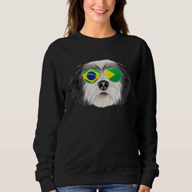 Brazilian Flag Polish Lowland Sheepdog Dog Brazil  Sweatshirt (Front)