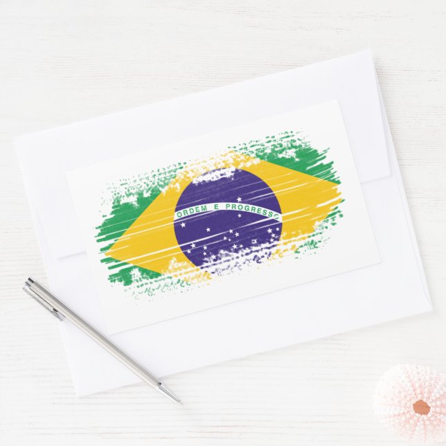 Brazilian flag rectangular sticker (Envelope)
