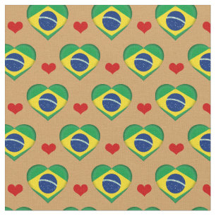 Brazilian Flag Red Heart fashion Fabric/Brazil Fabric