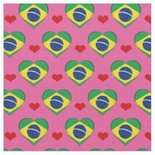 Brazilian Flag Red Heart fashion Fabric/Brazil Fabric