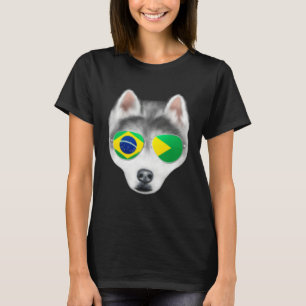 Brazilian Flag Siberian Husky Dog Brazil Pocket T-Shirt