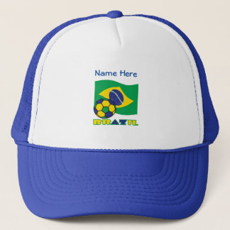 Brazilian Flag Soccer Ball Blue Personalisation Trucker Hat