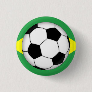 Brazilian Flag Soccer Ball Pin-Back Button Badges