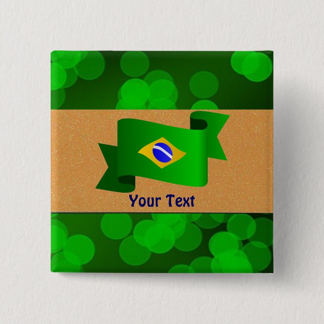 Brazilian Flag template 15 Cm Square Badge (Front)