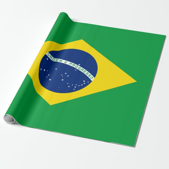 Brazilian Flag Wrapping Paper (Unrolled)