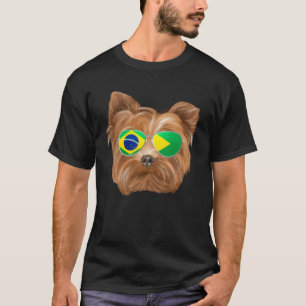Brazilian Flag Yorkshire Terrier Dog Brazil Pocket T-Shirt
