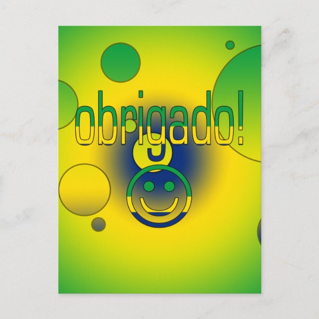 Brazilian Gifts Thank You / Obrigado Face Postcard (Front)