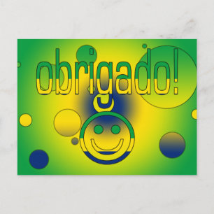 Brazilian Gifts Thank You / Obrigado Face Postcard