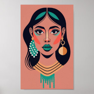 Brazilian girl model Draw in the style of colour Poster