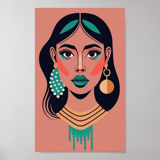 Brazilian  girl model  Draw in the style of colour Poster (Front)