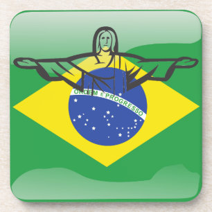 Brazilian glossy flag coaster