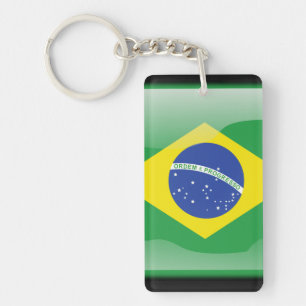 Brazilian glossy flag key ring