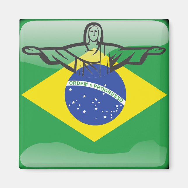 Brazilian glossy flag magnet (Front)