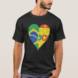 Brazilian Grenadan Flag Heart T-Shirt