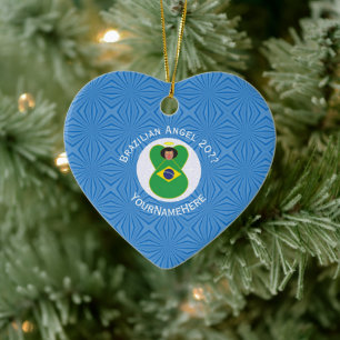 Brazilian Hanukkah Angel Flag Personalised Ceramic Ornament