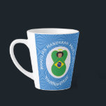 Brazilian Hanukkah Angel Flag Personalised  Latte Mug<br><div class="desc">Add your name to a latte mug to personalise, or someone else's for a gift on this Brazilian flag angel for Hanukkah. Background is a white circle of squiggly squares on a background of blue squiggly squares. Change the year to the one you need. Designed to brighten your Hanukkah decor...</div>