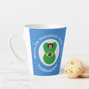 Brazilian Hanukkah Angel Flag Personalised  Latte Mug