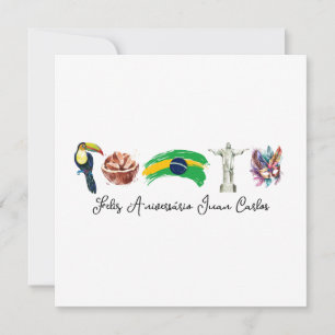 Brazilian Happy Birthday Card, Feliz Aniversário Thank You Card