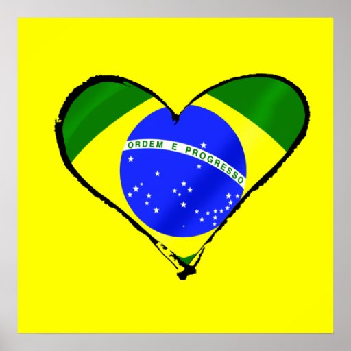 Brazilian heart Brazil flag love heart Poster | Zazzle