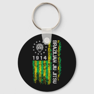 Brazilian Jiu Jitsu 1914 BJJ American Flag Jaguar Key Ring