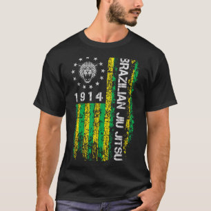 Brazilian Jiu Jitsu 1914 BJJ American Flag Jaguar T-Shirt