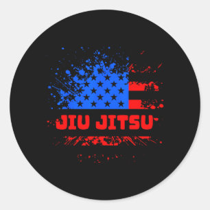 Brazilian Jiu Jitsu American Flag Martial Arts Classic Round Sticker