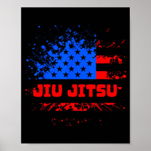 Brazilian Jiu Jitsu American Flag Martial Arts Poster