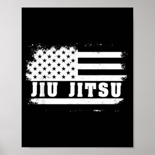 Brazilian Jiu Jitsu American Flag Srts Martial Poster