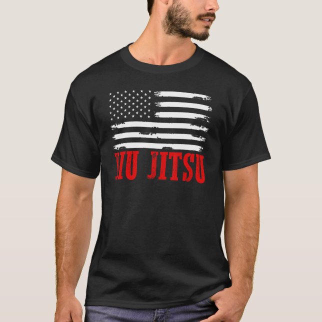 Brazilian Jiu Jitsu American Flag Usa Sports Mma T T-Shirt (Front)