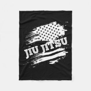 Brazilian Jiu Jitsu American Flag USA Srts Martial Fleece Blanket