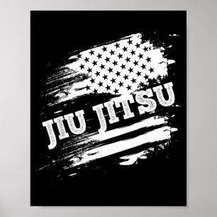 Brazilian Jiu Jitsu American Flag USA Srts Martial Poster