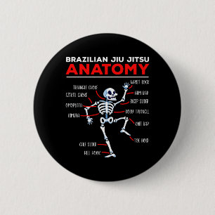 Brazilian Jiu Jitsu Anatomy Techniques Skeleton 6 Cm Round Badge